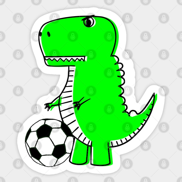 Green Dinosaur Loves Soccer Sticker by Braznyc